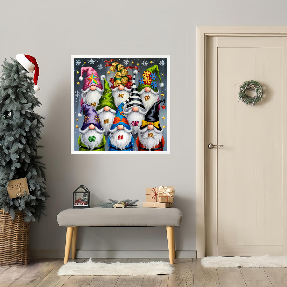 Diamond Paintings Kits for Beginners,Christmas Gnome Diamond Arts Kits for Adults,5D DIY Winter Dwarf Paint by Diamond,Full Drill Diamond Painting Dot Gem Art,for Home Wall Decor13.8x13.8 Inch GXGLLPZBY