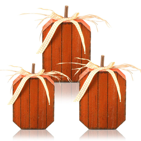 3 Pcs Thanksgiving Table Decorations Thanksgiving Centerpieces Decorations for Home Fall Pumpkin Decor Orange Pumpkin Tiered Tray Table Standing Wooden Block Sign for Thanksgiving Fall Maysing