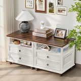 Joaxswe Farmhouse Nightstand Set of 2 with Charging Station, 24" Wide End Table with 2 Drawers,Dresser for Bedroom,Bed Side Table Chest of Drawers Cabinet,Wood White Night Stand for Living Room Joaxswe