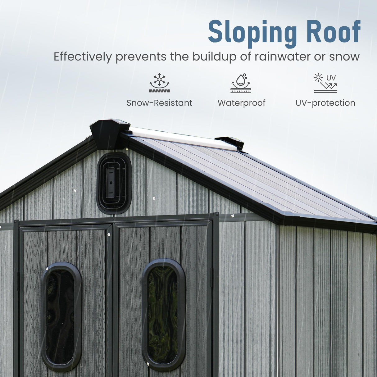 Domi 5x3 FT Outdoor Resin Storage Shed, All-Weather Double-Wall Storage Building for Backyard, Garden, Lawn Tools, Mower, Bike & Pool Equipment, Lockable Doors, Ventilated Roof, Grey domi outdoor living