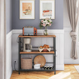 HOOBRO Kitchen Island with Storage, Kitchen Island Table with Power Outlet, 3 Tier Coffee Station and Microwave Stand, for Home, Kitchen and Dining Room, Rustic Brown BF021ZD01 HOOBRO