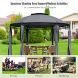 Tangkula 11.5x11.5 ft Round Patio Gazebo, 2-Tier Dome Gazebo with Removable Side Curtains, Heavy Duty Steel Frame, Outdoor Gazebo Pavilion for Tangkula