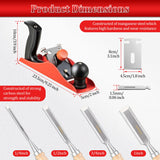 Dreyoo 1Pack No. 4 Adjustable Wooden Hand Plane with 2 Inch Blade & 4PCs 9.5in Wood Chisel for Woodworking with Cap, CR V Steel Beveled Edge Blade Chisel, Professional Carpenter Tools for Woodworking Dreyoo