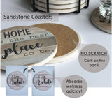 PANCHH Rustic Farmhouse Stone & Cork Coasters for Drinks, Absorbent - Set of 6 Coasters with Holder - Best Housewarming Gifts for New Home Ideas - Cute Kitchen and Coffee Table Décor & Accessories PANCHH COLLECTIONS