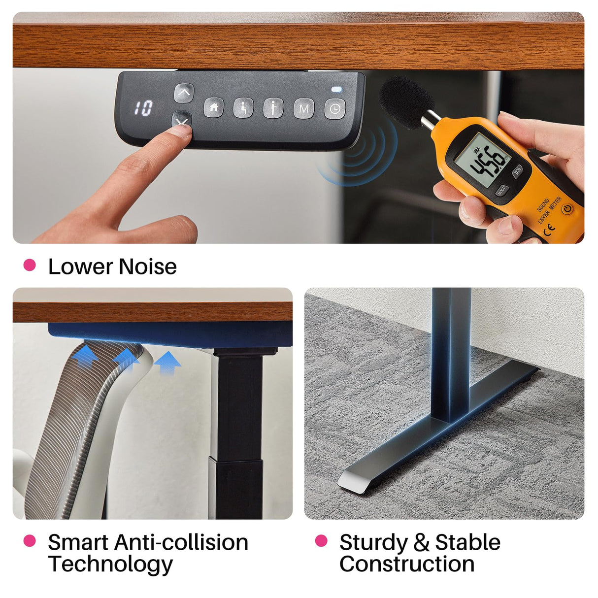 Redlife Electric Standing Desk Frame,Dual Motor Adjustable Height Desk Legs Up to 47.2", Office Desk Base for Rising Desk, Work Desk for Home Office, (Black Frame Only)… Redlifeᅟᅠ