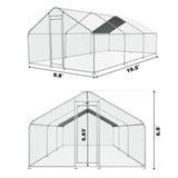 Chicken Coop Large Metal Chicken House Chicken Pen Outdoor for 40 Chickens Poultry Cage with Waterproof Cover for Rabbits Duck Walk-in Chicken Runs for Yard with Cover Outdoor CHIKENCOOP