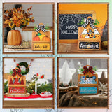 GlikCeil 37 Pcs Interchangeable Seasonal Decor Farmhouse Breadboard Interchangeable Seasonal Tier Tray Decor Holiday Halloween Thanksgiving Christmas Wooden Decoration with Bow for Table Kitchen GlikCeil