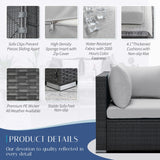 NICESOUL® 10 Pieces Large Size PE Rattan Outdoor Patio Furniture Sectional Sofa Sets with Side Tables Outdoor Wicker Conversation Sets Modern Luxury 29.3'' High Back Gray NICESOUL