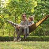 Camping Hammock, Portable Hammocks with Mosquito Net,Lightweight Nylon Parachute Hammock with 10ft Tree Straps,Camping Gear Must Haves for Travel Hiking Backpacking Beach Patio-Green&Khaki Qevooon