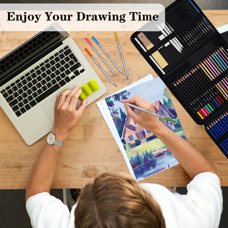 Yucanuva 71Pack Drawing Supplies Sketching Kit,Art Supplies for Adults Artists Beginners,Drawing Kit Sketching Pencils with Sketchbook, Colored Watercolor Metallic Graphite Charcoal Pencils Yucanuva