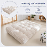 MAXYOYO 8" Futon Mattress Queen Size, Ultra Thick Futons Sofa Couch Bed Tufted Sleeper Sofa Bed, Floor Mattress for Adults, Shredded Foam Filling (Frame Not Included), Beige MAXYOYO