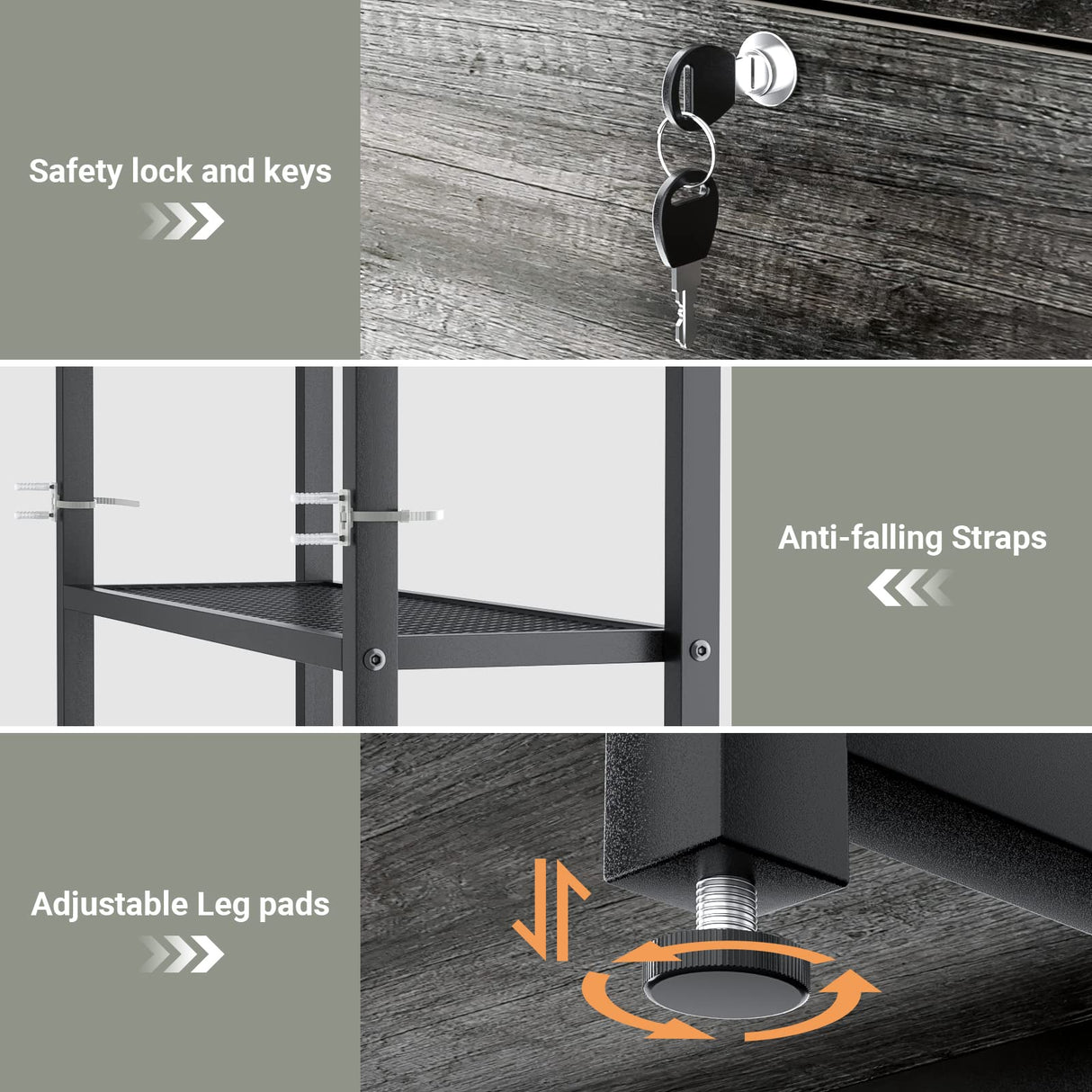 Homieasy Grey Oak Vertical Filing Cabinet with Lock & Charging Station, Large Drawer & Bookshelf Homieasy