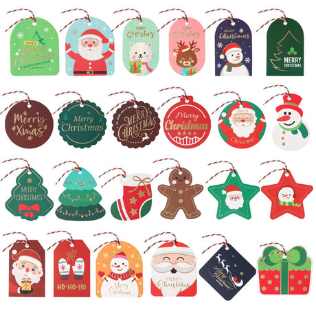 Christmas Gift Tags, 72PCS Christmas Tags with String, Gold Foil Xmas Gift Tags Hanging Label for DIY Christmas Gift Wrap and Label Package Berenlu