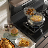 Kerilyn Deep Fryer Pot, 11 Inch/4.2 L Janpanese Style Tempura Frying Pot with Lid, 304 Stainless Steel with Temperature Control and Oil Drip Drainer Rack, for Kitchen French Fries, Chicken etc Kerilyn