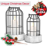 Livelab Modern Farmhouse Lantern Decor, [Refined] Rustic Home Decor Lanterns, Wire Metal Cloche Decorative Candle Holder for Living Room, Fireplace Mantle, Bathroom Countertop, Valentine's Day Decor Livelab