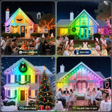 INZIDOL 100FT Permanent Outdoor Lights, IP67 Waterproof,for House Roof, Christmas, Holiday, Party, Daily Lighting, Smart RGB Outdoor Lights with Remote APP Control & DIY Scenes INZIDOL