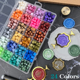 Wax Seal Stamp Kit with Gift Box, 672 Pcs Wax Seal Beads, 4 Pcs Wax Stamps, 2 Pcs Wax Seal Molds, Sealing Wax Warmer, Spoon, Mat, Metallic Pens, Candles, Wax Seal Kit for Craft Gift KKSUBCA