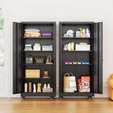 INTERGREAT Metal Storage Cabinet with Wheels, 73" Rolling Storage Cabinets with Door and 4 Shelves, Tall Storage Cabinets Locker on Caster for Home, Office(Black) INTERGREAT