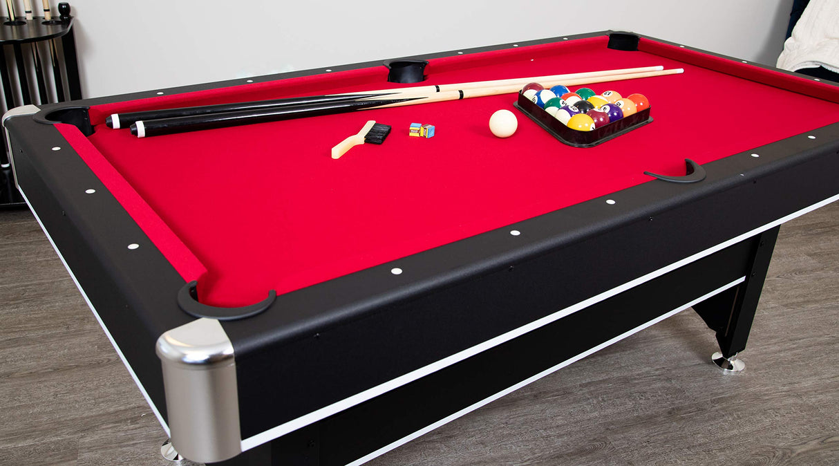 Spartan 6-ft Pool Table with Table Tennis Top - Black with Red Felt Hathaway