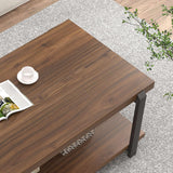 FOLUBAN Modern Coffee Table with Storage Shelf, Rustic Wood Center Table for Living Room, Walnut FOLUBAN