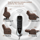 PUG258Y 4-Motor Power Lift Recliner Chair for Big and Tall Seniors: 9689Pro Lay Flat Lift Chair with Heat and Massage, Reclining to 180, Adjustable Headrest and Lumbar - Velvet Fabric - Nut Brown PUG258Y