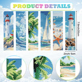 beinkmake 6Pcs Summer Ocean 5D Diamond Art Bookmarks Sea Diamond DIY Painting Bookmarks Lighthouse Sailboat Beach Starfish Rhinestones Beaded Acrylic Tassel Bookmark for Adult Beginner Crafts beinkmake