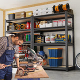 5-Tier Garage Shelving Heavy Duty, Adjustable Storage Shelves, 2500LBS Metal Garage Shelves,Storage Rack for Basement, Warehouse, Pantry, Easy Assembly, Black (wooden-72''H x 35.4''W x 15.7''D) ZZXCBB