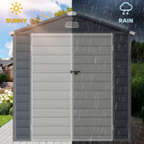 DWVO 8x6.2FT Outdoor Storage Shed w/o Floor, All-Weather Plastic Shed with Lockable Doors, Window & Vents, Plastic Tool Shed for Backyard, Patio, Poolside, Lawn, Gray DWVO