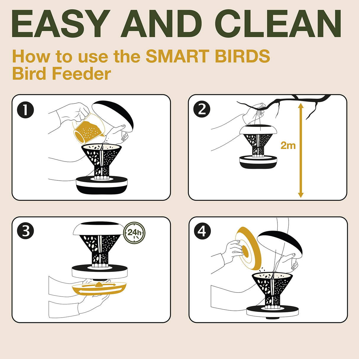 SWISSINNO Bird Feeder Davos Smart Birds. Feed Birds, not Mice & Rodents! Robust & Reliable for Hanging. Dual Food Chambers. Made in EU. Green SWISSINNO