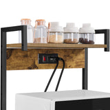 Yaheetech Kitchen Bakers Rack with Power Outlet, Coffee Bar Microwave Stand with Wire Basket and Wine Rack & 10 S-Hooks, Kitchen Island with Storage for Spices/Pots/Pans, Rustic Brown Yaheetech