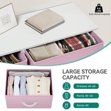 YITAHOME Wide Storage Tower with 5 Drawers - Fabric Dresser, Organizer Unit for Bedroom, Living Room, Closets YITAHOME