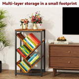 IBUYKE 5 Tier Tree Bookshelf, Small Desktop Bookshelf with Storage Organizer,for Books/CDs/Movies,Desk Display Bookcase for Bedroom Living Room,Rustic Brown,TBC003H