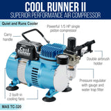 Master Airbrush Cool Runner II Dual Fan Airbrushing System Kit - Air Brush Kit with Air Compressor & 3 Airbrushes, 0.3 mm Gravity & 0.35, 0.8 mm Siphon Feed, Holder & Learning Guide Manual Master Airbrush