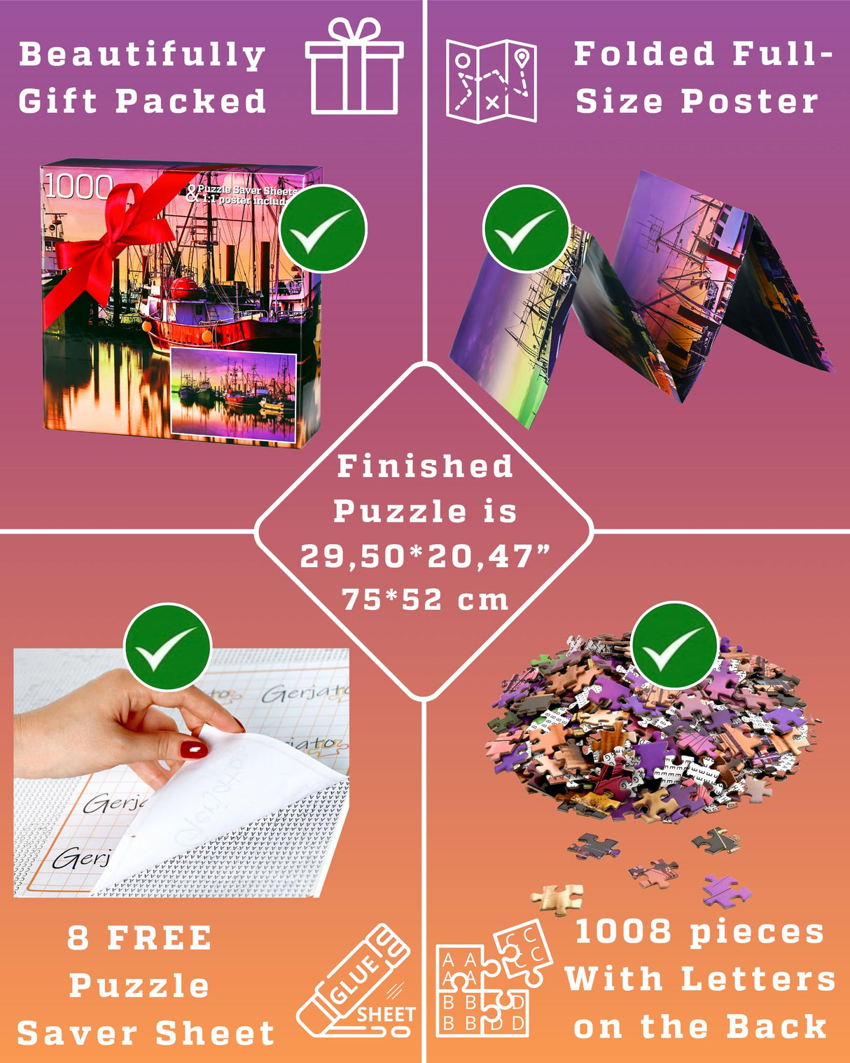 Puzzles for Adults 1000 Pieces - 20x30 in HD Quality Landscape 1000 Piece Puzzle for Adults & Families | Sturdy 2mm Adult Puzzle Pieces | 8 Jigsaw Puzzles Saver Sheets & Full-Sized 1:1 Poster Included Gerjato