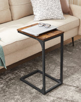 VASAGLE C-Shaped End Table, Small Side Table for Couch, Sofa Table with Metal Frame for Living Room, Bedroom, Bedside, Rustic Brown and Black VASAGLE