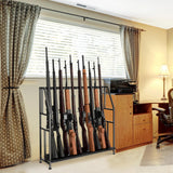 Gun Racks,Wooden Indoor Rifle Racks,Floor Standing Shotgun Rack Indoor, Gun Display Rack Storage Holder for Home or Garage Gun Storage Black - Holds up to 10 Long Guns Shinoske