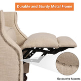 VUYUYU Wingback Recliner Chair, Push Back Arm Chair with Heat and Massage, Tufted Single Sofa for Home, Living Room, Office, Bedroom (Beige) VUYUYU