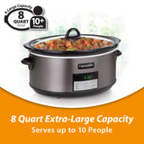 Crock-Pot Large 8-Quart Programmable Slow Cooker with Auto Warm Setting, Black Stainless Steel (Pack of 1) Crock-Pot