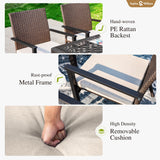 Sophia & William 9 Pieces Patio Dining Set for 6-8 People, Expandable Rectangular Metal Outdoor Table and Rattan Chairs with Cushions, All Weather Patio Table and Chairs Set Sophia & William