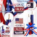 Amyhill 5 Pcs 4th of July Table Decorations Patriotic Table Centerpieces Rustic Independence Day Wood Firework Signs Tiered Tray Decor Rustic God Bless America Decor (American Flag) Amyhill