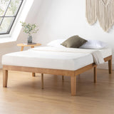 Mellow Naturalista Classic 16 Inch Solid Wood Platform Bed with Wooden Slats, Natural Pine, Queen Mellow