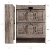 VFF Shoe Cabinet with 2 Flip Drawers, LED Touchscreen Shoe Storage Organizer with Wooden Legs, Narrow Freestanding Entryway Shoe Storage for Hallway and Bedroom (Rustic Brown) VFF