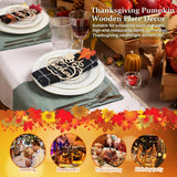 12 Pcs Thanksgiving Pumpkin Wooden Plate Decor Grateful Wood Cutouts Fall Autumn Thankful Blessed Favour Gather Party Place Card Table Settings Signs for Farmhouse Dining Table Holiday Harvest Sophena