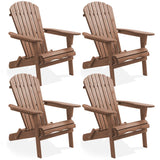 Casafield Folding Adirondack Chair, Set of 4 Cedar Wood Outdoor Fire Pit Lounge Chairs for Patio, Deck, Yard, Lawn and Garden Seating, Partially Pre-Assembled - Espresso Casafield