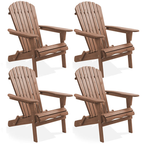 Casafield Folding Adirondack Chair, Set of 4 Cedar Wood Outdoor Fire Pit Lounge Chairs for Patio, Deck, Yard, Lawn and Garden Seating, Partially Pre-Assembled - Espresso Casafield