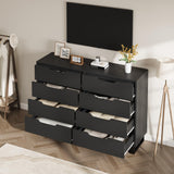 GarveeHome 8 Dresser for Bedroom, 55" Wide Dresser, Freestanding Horizontal Drawer with Storage, Wooden Closet Chest Storage for Living Room, Hallway, Entryway, Black GarveeHome