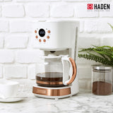 Haden Coffee Machine, 12 Cup Programmable Drip Coffee Maker with Auto Shut-Off Function and Reusable Washable Water Filter, Ivory & Copper HADEN