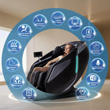 HealthRelife 4D Massage Chair Full Body Zero Gravity Full Body SL Track Intelligent Voice Control Bluetooth Speaker with Heated, Black HealthRelife