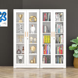 Polup Display Cabinet with Glass Doors, Metal Curio Cabinets with Lock and Shelves, 71''Tall Display Case for Living & Dining Room, Bookcase for Home, Clinic, School (White)- Assemble Required Polup