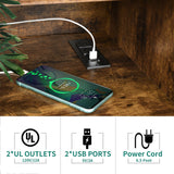 YITAHOME LED-Lit Record Player Turntable Stand + Storage Display Shelf with Built-In Power Outlets | Modern Entertainment Center Furniture for Living Room & Bedroom | Brown YITAHOME